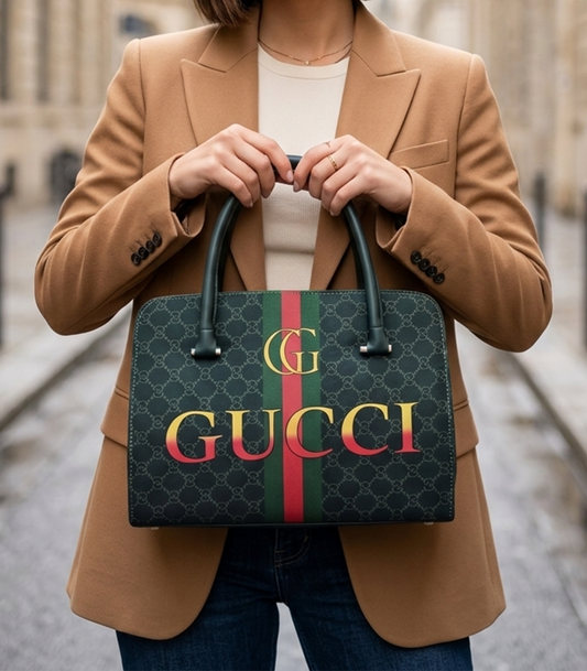 Luxury Gucci Style Monogram Web Stripe Handbag | Women's Designer Shoulder Tote Bag