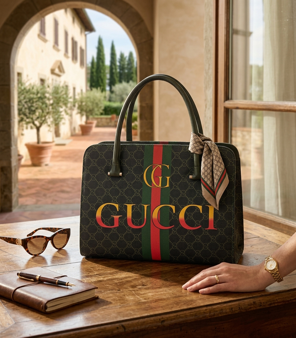 Luxury Gucci Style Monogram Web Stripe Handbag | Women's Designer Shoulder Tote Bag
